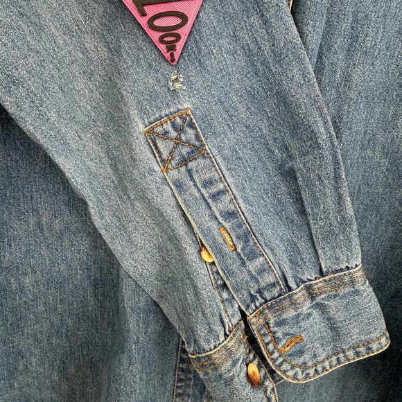 VTG Faded Glory Womens XL Denim Shirt Bald Eagle Nature Western Americana Boho - Picture 10 of 16